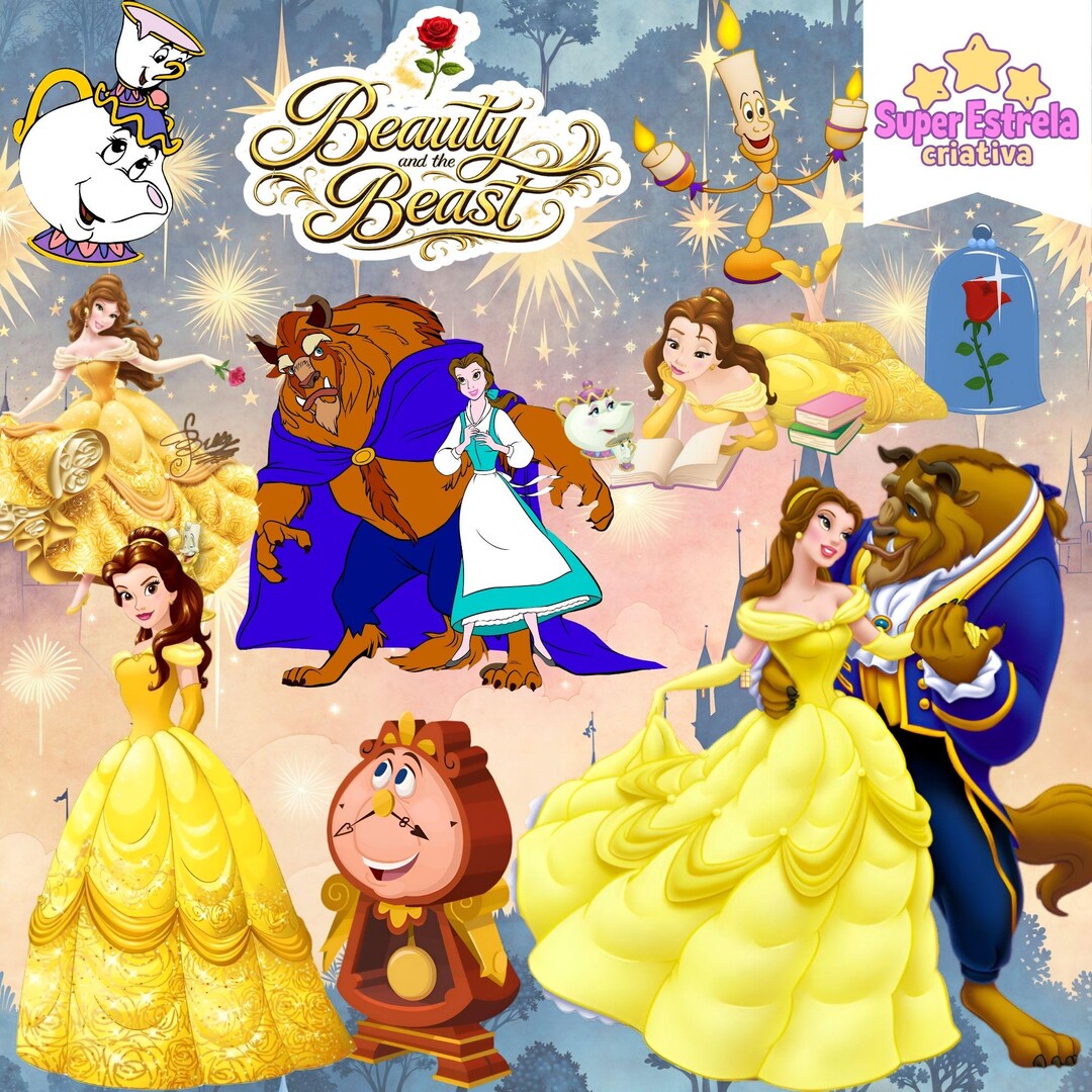 Beauty and the Beast Inspired Digital Kit | 70 PNG Clipart + 20 JPG ...