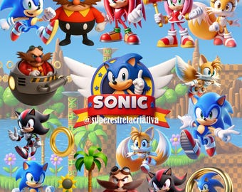 Sonic-Inspired Digital Clipart Bundle | 53 PNG & JPG Files | Instant Download