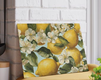 Kitchen Lemon Glass Cutting Board, Fresh Kitchen Decor Housewarming Gift Serving Tray Deluxe Italian Wedding Gift Charcuterie Board
