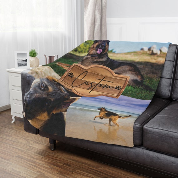 Personalized German Shepherd Custom Photo Microfiber Blanket, Dog