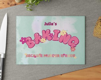 Personalized Funny Baking Glass Cutting Board - Bread Cookie Maker Gift for Girlfriend Sister, Unique Dining Decor,  Accessory, Cooking Tool