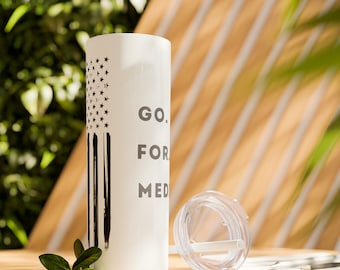 Go For Medical Tumbler for Correctional Nurse with American Flag, Nursing Assistant, Corrections Accessory Water Bottle Health Services Gift