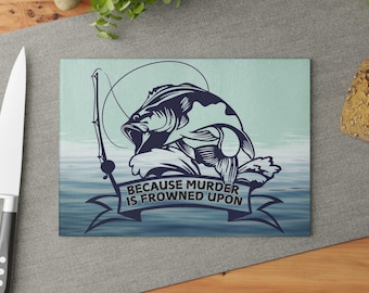 Fishing Glass Cutting Board, Fisherman Gift Walleye Kitchen Decor Chef Cutting Board Fishing Enthusiast Kitchen Accessory Bass Dad Boyfriend