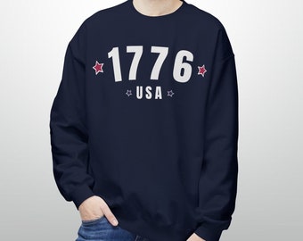 1776 4th of July Shirt Essential Patriotic Voting Sweatshirt Red White and Blue Summer Vibe Sweater Beach Vacation Mens Womens Teenager Top