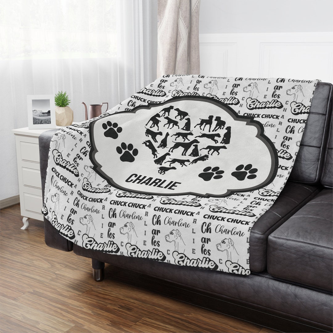 Personalized Great Dane Custom Name Microfiber Blanket, Dog Mom Gift, Great Dane Gift, Great