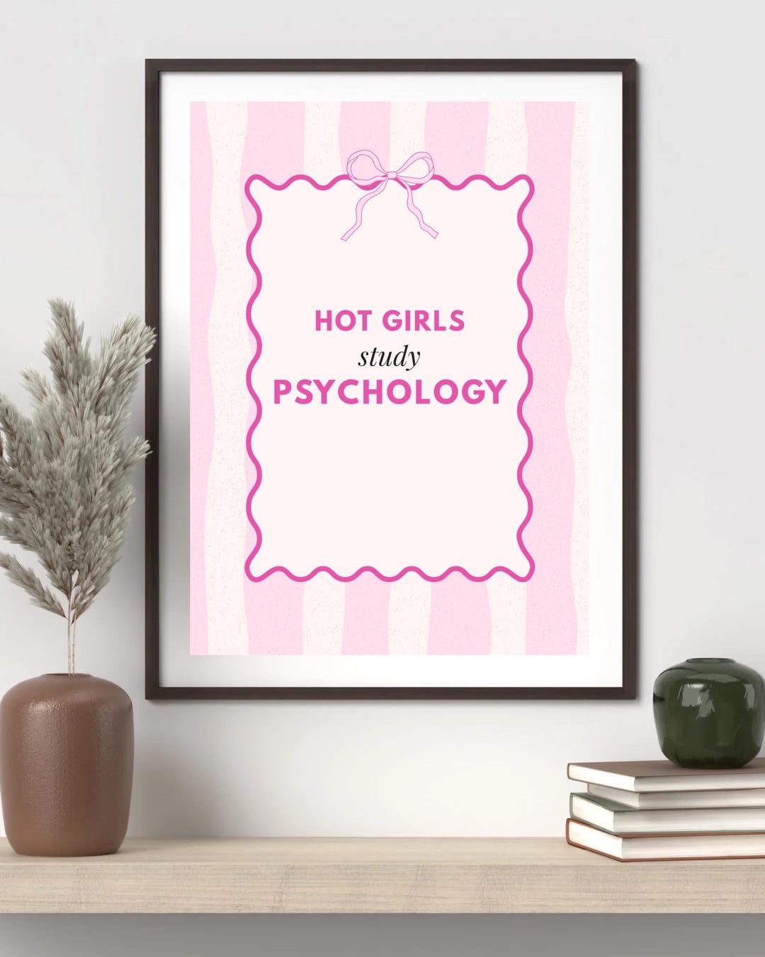 Hot Girls Study Psychology Wall Art – Pink College Dorm Decor (digital ...