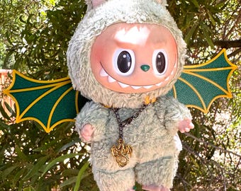 Dragon wings with articulated tail, fits Labubu,Labubu outfit, Labubu gift, Labubu Accessories, Gift for her, Halloween, Summerween