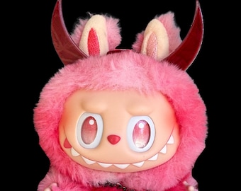 Red devil horns, Ears fit Labubu, Labubu outfit, Labubu clothes, blind box collectibles, holiday gift, doll accessories, 3D printed in USA