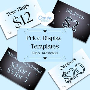 Editable Price Card Canva Template Farmers Market Black Blue Price Cards Pop-up Artist Alley Price Card Boothing Price Cards Printable
