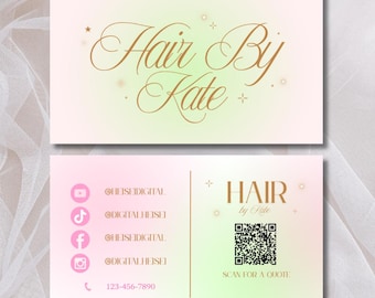Y2K Moderne Visitenkarte Vorlage QR Code DIY Calling Card Druckbare Rosa Grün Visitenkarte Bearbeitbare Visitenkarte Canva Sofortiger Download