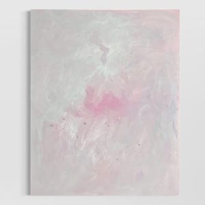 Self-painted, abstract acrylic painting on canvas | Unique piece | Soft colors | Pink | White | Modern wall picture | 80 x 100 cm
