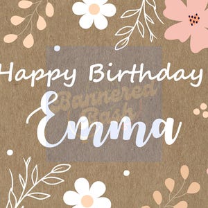 Boho Flowers and Stems Birthday Banner Template | Editable Canva Design | Projector Tracing Banner | Digital Download