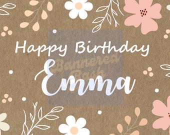 Boho Floral Birthday Banner Template: Editable Canva Design (Digital Download
