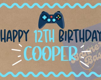 Boys Gaming Banner Template | Video Game Birthday Backdrop | Boys Party Decoration | Digital Download