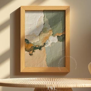 Neutral Abstract Wall Art Print – Minimalist Modern Textured Canvas Painting in Earth Tones, Contemporary Wall Decor for Living Room Bedroom