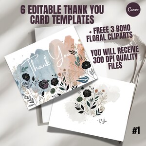 Editable Boho Floral Thank You Cards Templates| Effortless & Beautiful Thank You Notes| Make Your Gratitude Stand Out| Make It Personal