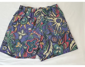 Vintage Reyn Spooner Badehose Herren M Hawaii USA Lila Blumendruck 80er Jahre