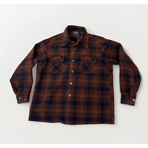 Camisa vintage Pendleton Board, em flanela de lã, com gola laço, anos 60/70, EUA, tamanho G/GG.
