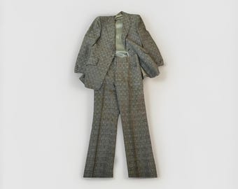 Vintage 70s Wool Check Tweed 2 Piece Suit 37in Mens Brown USA Academy Award