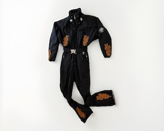 Vintage Bogner Ski Suit Embroidered Suede Western Aztec Deer Women XS Sm Med USA