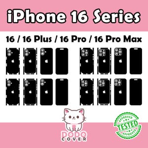 iPhone 16 Skin Template Bundle SVG | Full Wrap Vector Cut File | Cricut Silhouette Vinyl Skin | iPhone 16 Pro Max Template
