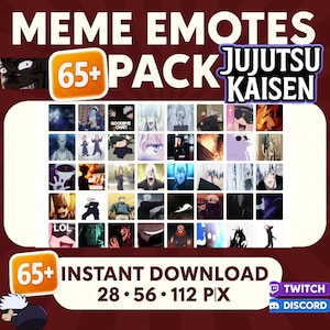 Pacchetto di Emote Animate Jujutsu Kaisen - Oltre 65 Reazioni GIF Meme per Twitch, Discord - Raccolta di Emote JJK, GIF Anime - Download Istantaneo
