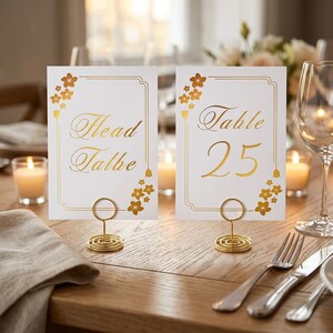 Gold Print Wedding Table Numbers,White Table Numbers with Rounded Corner,Reception Decor,Garden Wedding,Classic Event Signage,Set 30 Cards