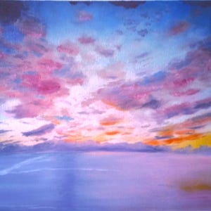 Original Sunrise Seascape Oil Painting on Paper: Coastal Wall Art