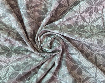 Gray Floral Block Print Cotton Fabric: Sanganeri Print By The Yard
