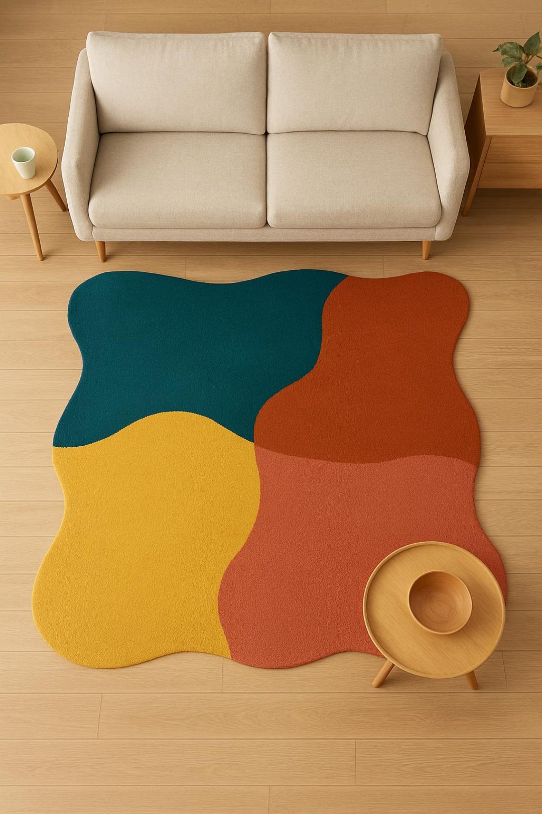 Fluid Area Rug, Handmade Contemporary Rug in Earth Tones, Unique Decor ...