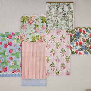 Beeren und Blumen, Designer Papier Servietten Set für Decoupage, Kraft Papier, Sommer Papier, Blumen Papier