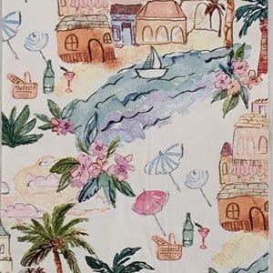 Bord de mer italien, lot de serviettes en papier de créateur pour découpage, papier artisanal, plage