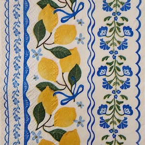 Limones italianos, juego de servilletas de papel de diseño para decoupage, papel artesanal, papel artístico, decoupage, verano