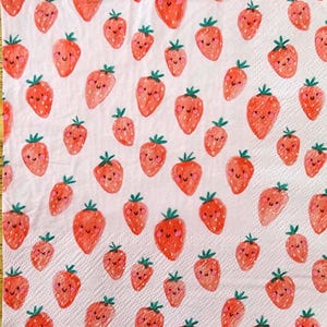 Carta per decoupage, fragole, set di tovaglioli di carta per decoupage, carta da bricolage, carta artistica, decoupage, estate, lavoretti per bambini