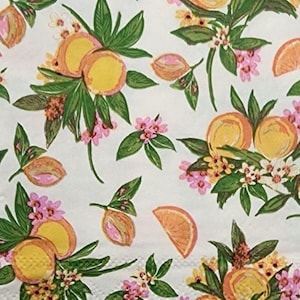 Papel para decoupage, limones y flores, juego de servilletas de papel de diseño para decoupage, papel para manualidades, papel artístico, decoupage, verano, manualidades infantiles