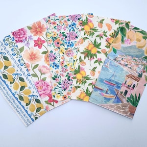 Decoupage Papier, Designer Papier Servietten Set für Decoupage, Kraft Papier, Italienische Küste, Sommer, Floral, Zitronen