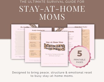 Stay-at-Home Mom Survival Guide | 5-Page Routine, Cleaning Checklist, Self-Care & Reset Journal