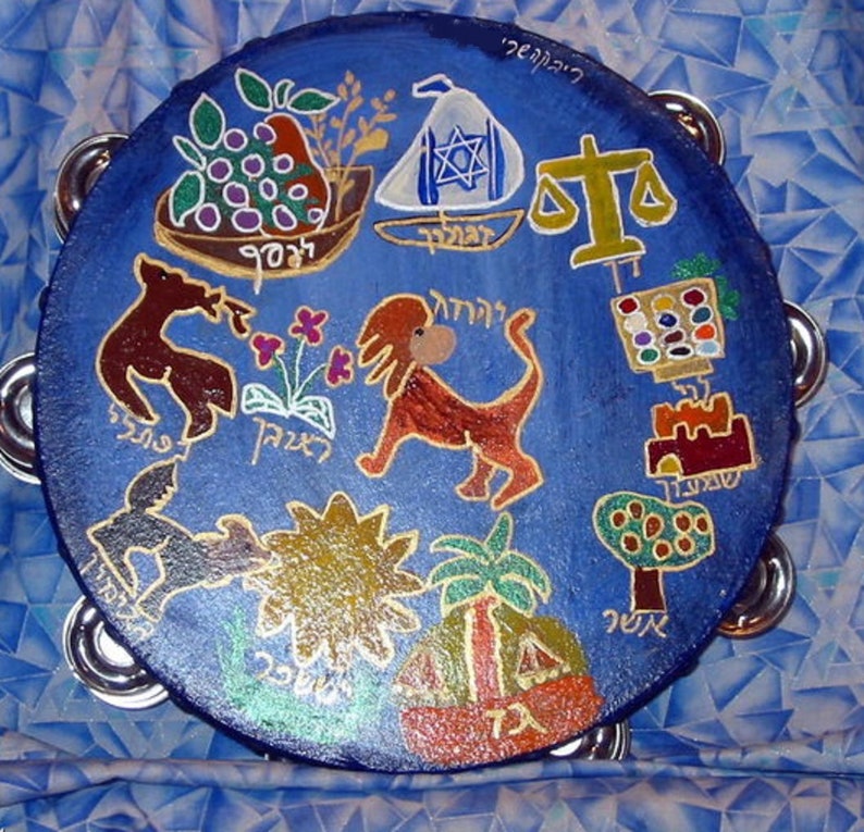 Israel Tribes Tambourine Shevtim 10 Inch Hand Painted Tambourineships