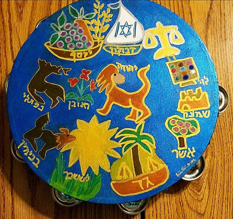 Israel Tribes Tambourine Shevtim 10 Inch Hand Painted Tambourineships