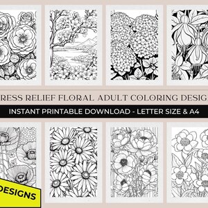 Stress Relief Floral Bloom Adult Coloring Book: Premium Designs Created for Relaxation, Stress Relief and Mindful Coloring Experience