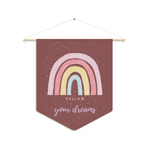 Rainbow Pennant Banner: Follow Your Dreams Kids Room Decor