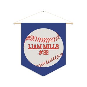 Personalized Baseball Pennant, Custom Sports Decor, Kids Room Wall Art, Athletic Gift, Sports Birthday Banner