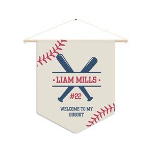 Personalized Baseball Pennant Banner: Sports Room Decor, Custom Name