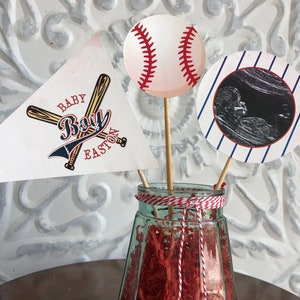Baseball Baby Shower Centerpiece Flags: Personalized Ultrasound Decor (PDF)