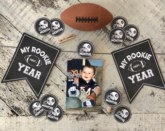 Football -- Rookie Year Photo Banner -- Chalkboard Design  INSTANT DOWNLOAD by Beth Kruse Custom Creations