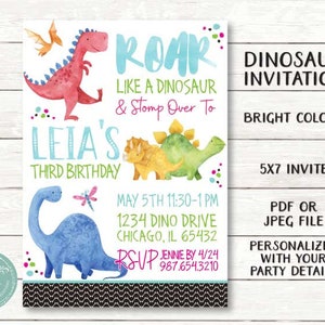 Dinosaur Food Labels Customized Printable PDF Files Colorful Dinosaur Party by Beth Kruse CC image 8