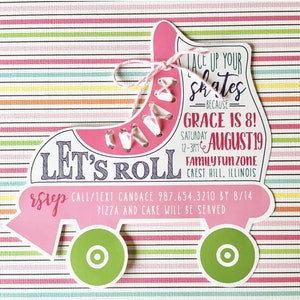Roller Skate Invitation --- Skating Rink --- Tween --- Slumber Party Invite by Beth Kruse Custom Creations