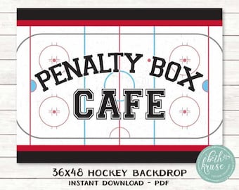 Hockey Backdrop 36x48 - Printable PDF file - Penalty Box Cafe -- Hockey Party -- INSTANT DOWNLOAD by Beth Kruse Custom Creations