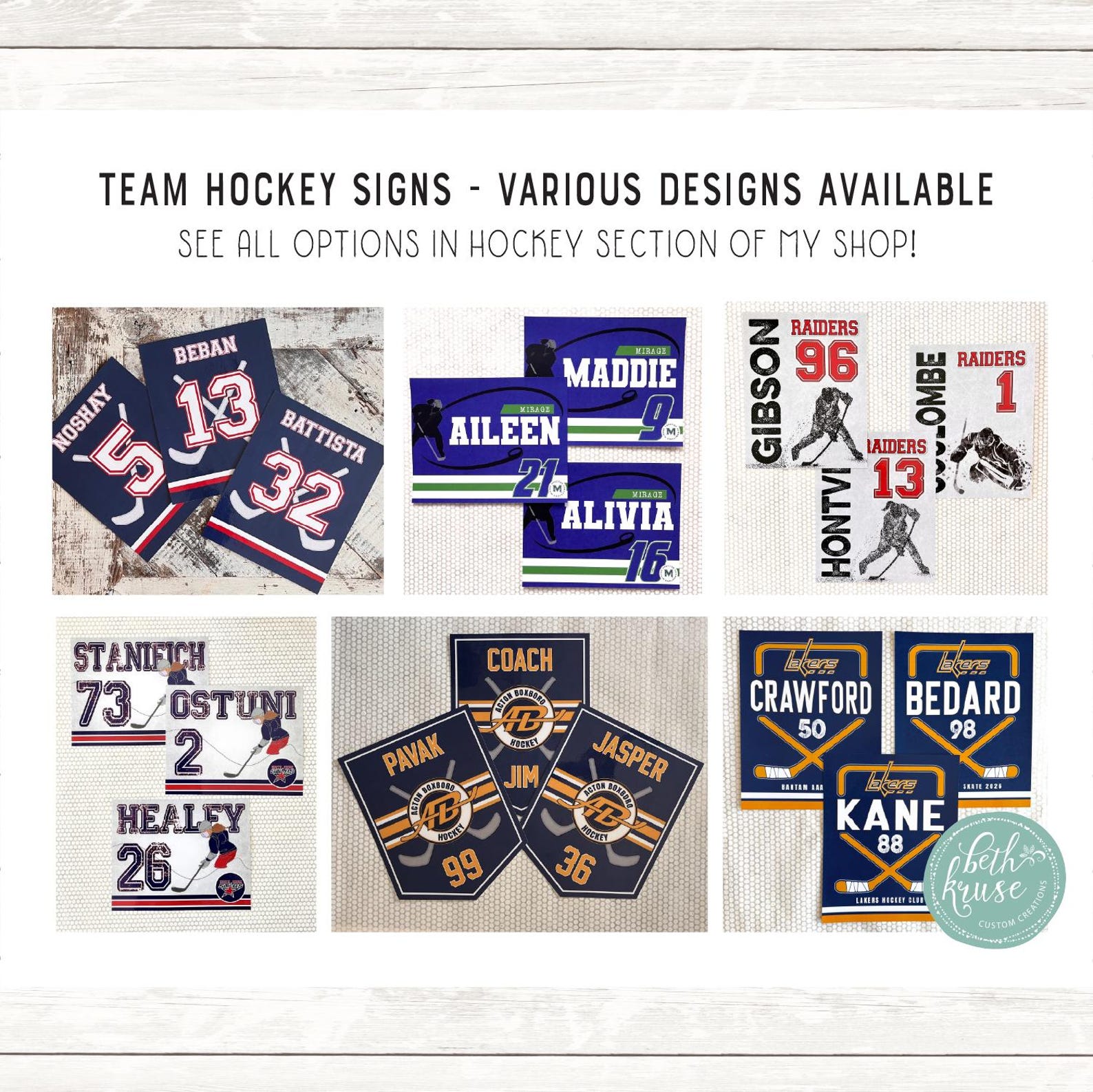 Personalized Hockey Team Signs: Custom Colors, Player Name (PDF) - Etsy