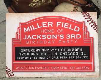 Baseball Invite Marquee Design 5x7 Invitation by Beth Kruse Custom Creations